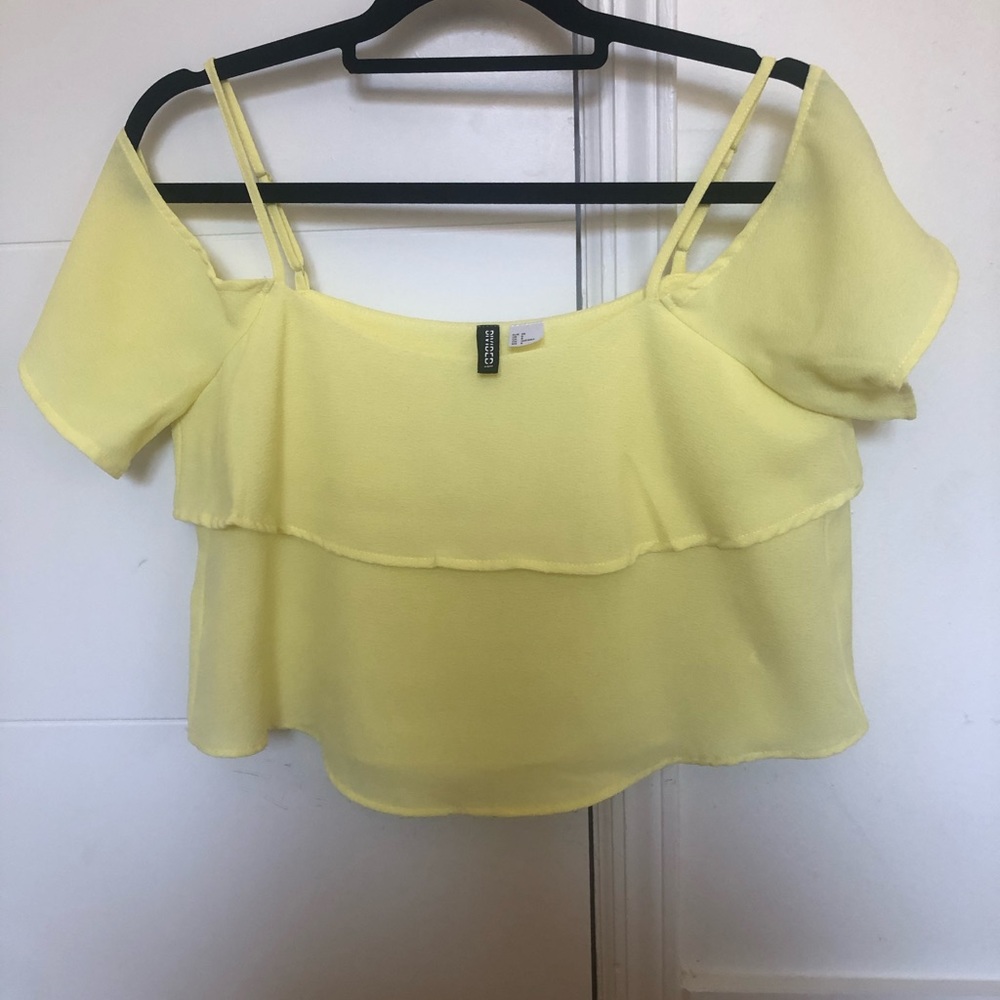 Yellow off the shoulder H&M top